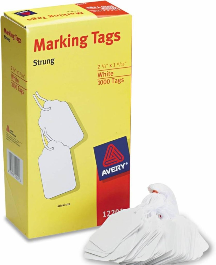 Avery 12201 White Marking Tags, 2.75" x 1.69", Medium-Weight, 1000-Pack (Box of 1000)