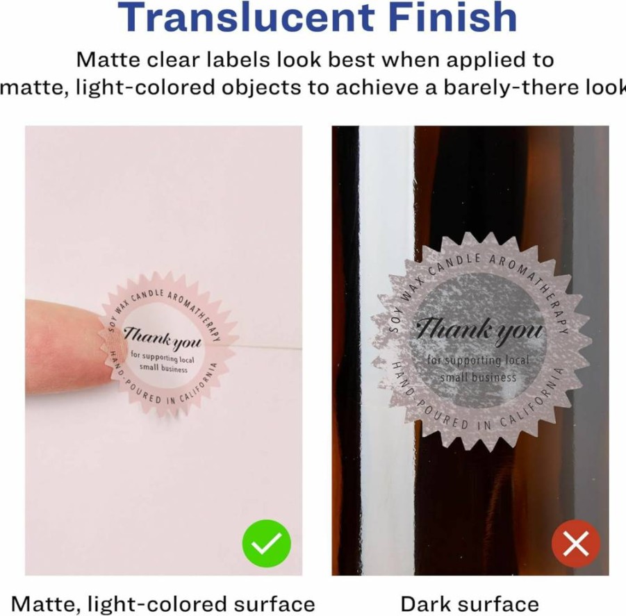 Avery Matte Clear Starburst Labels 1" - 1,200 Pack, Sure Feed Technology, Print-To-The-Edge, Laser/Inkjet Printable, Durable Adhesive
