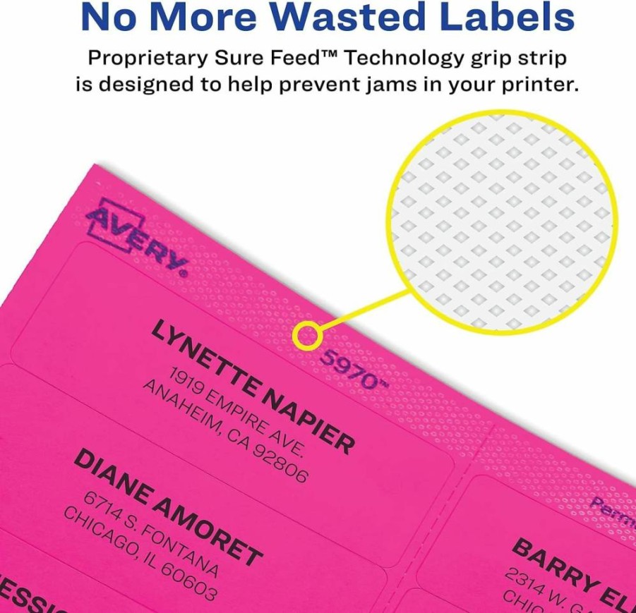 AVERY Removable Neon Color Multipurpose Labels, 3.33" x 4", Assorted Pack