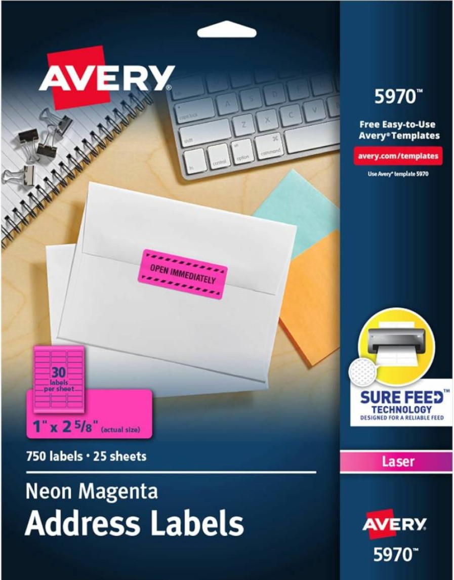 Avery 5980 Printable Address Labels - 1" x 2-5/8" Pastel Blue, 750 Blank Mailing Labels with Sure Feed Technology