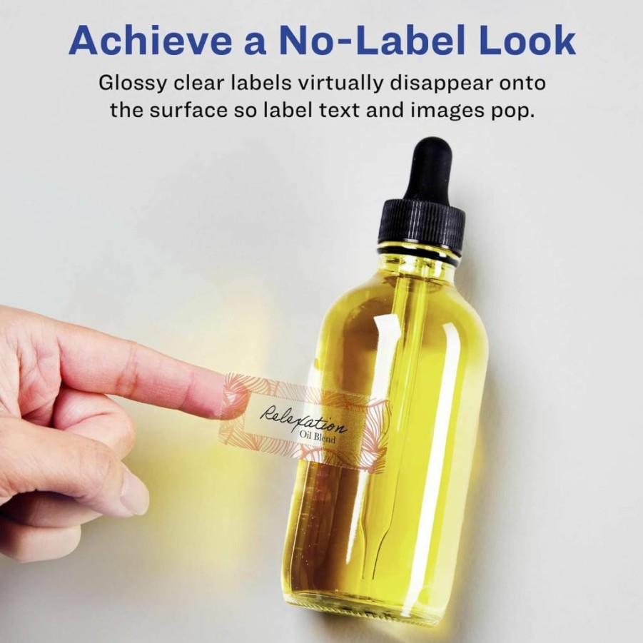Avery Glossy Clear Rectangle Labels 1" x 4" - 200 Pack, Sure Feed Technology, Laser/Inkjet Printable, High-Quality Glossy Finish