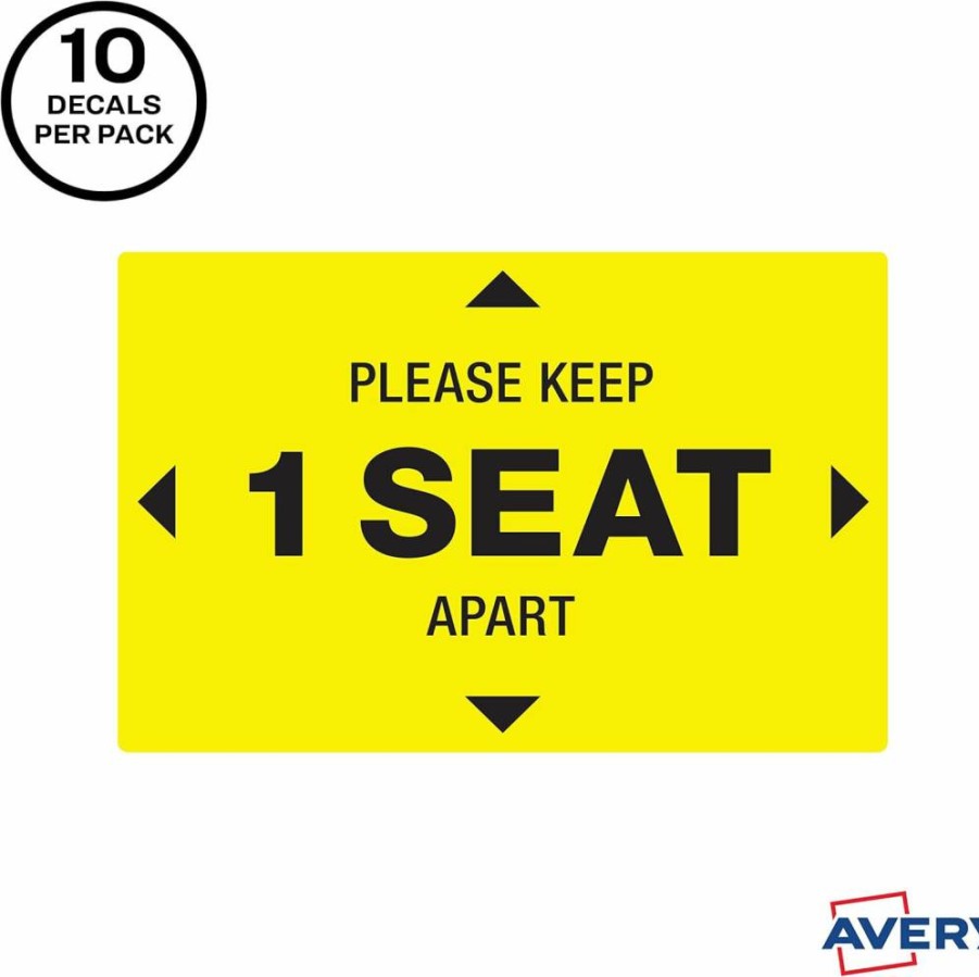 AVERY "Table Closed" Preprinted Safety Decals, 4" x 6" Yellow Removable Wall Signs, Tear & Water Resistant, Pack of 10 (83075)