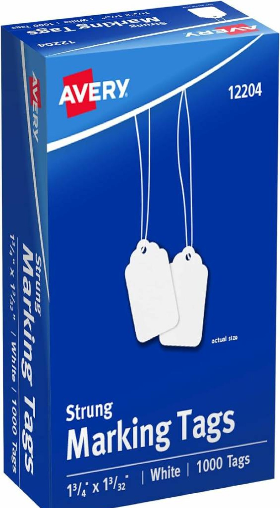 AVERY 12204 White Marking Tags, 1.75" x 1.09", Medium-Weight Durability, Box of 1000 Labels for Organizing & Identification