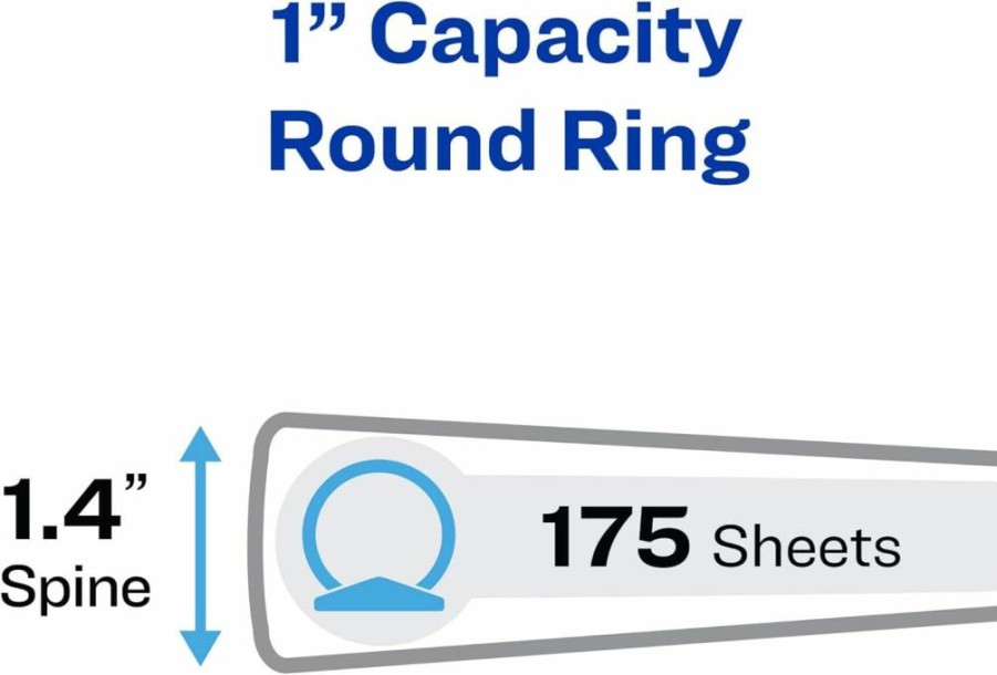 Avery 4-Pack Black 3-Ring Binders with 1" Round Rings, 175-Sheet Capacity, Hanging & Flexible Storage Binders (17708)