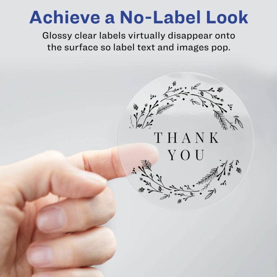 Avery 4222 Round Printable Labels, 3/4" Diameter, Glossy Clear, 400 Customizable Labels with Sure Feed Technology