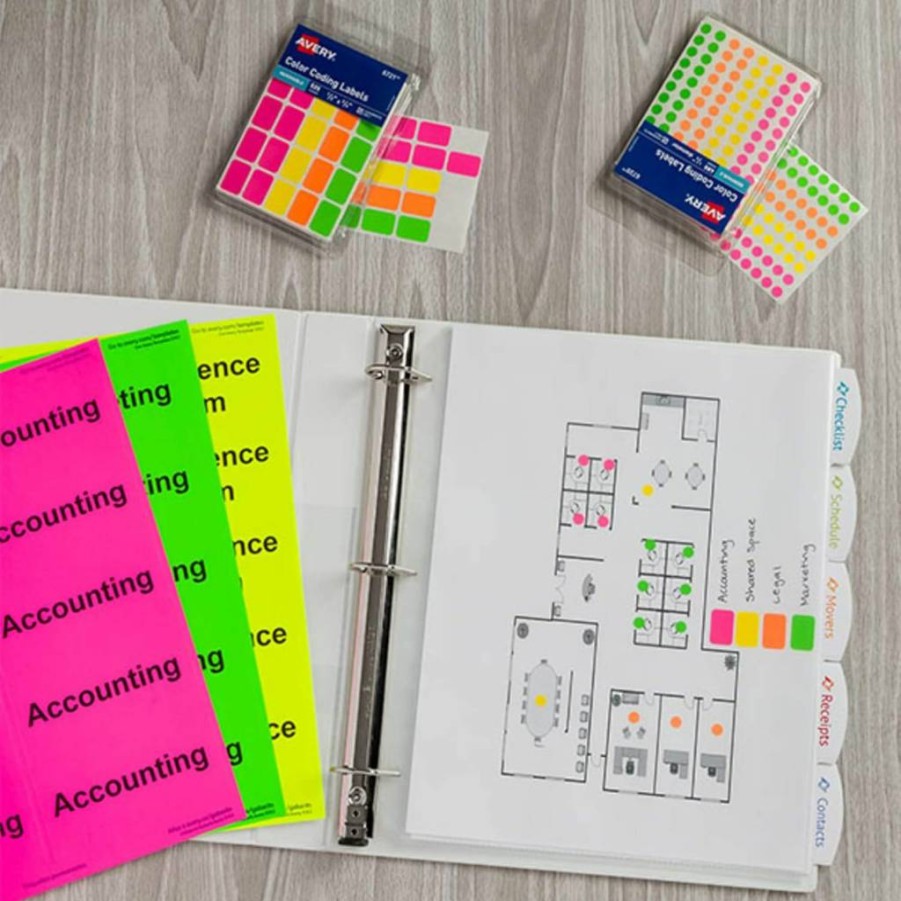AVERY Removable Color-Coding Labels, 10-Pack Assorted Colors, 5,250 Stickers Total (06721) - Self-Adhesive & Repositionable for Organization