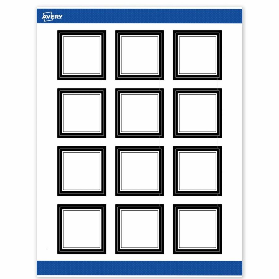 AVERY 2" x 2" Matte White Printable Square Labels with Gold & Navy Floral Border, Permanent Adhesive, 120 Count for Laser/Inkjet Printers, Ideal for Product Branding & Merchandising