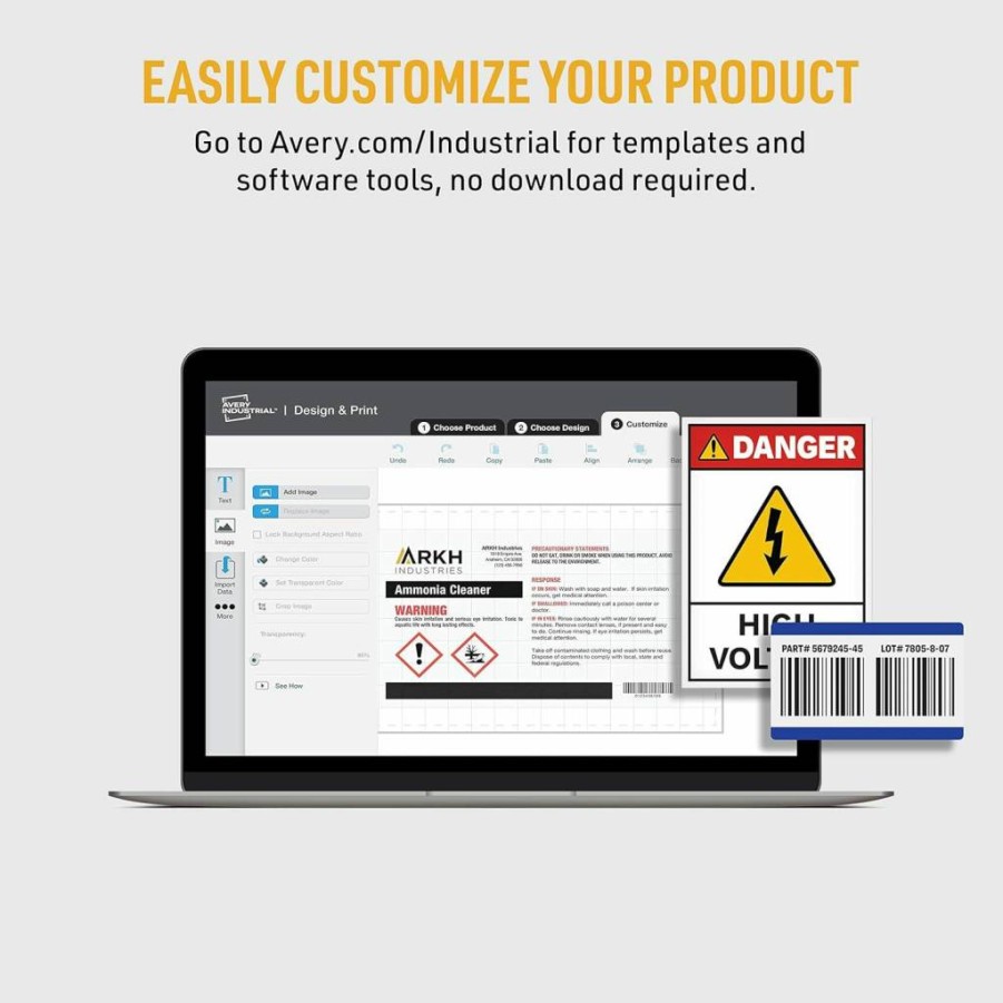 AVERY Ultraduty GHS Chemical Labels for Laser Printers - 8.5" x 11" Waterproof, UV Resistant Sheets, 500 Pack (60507)