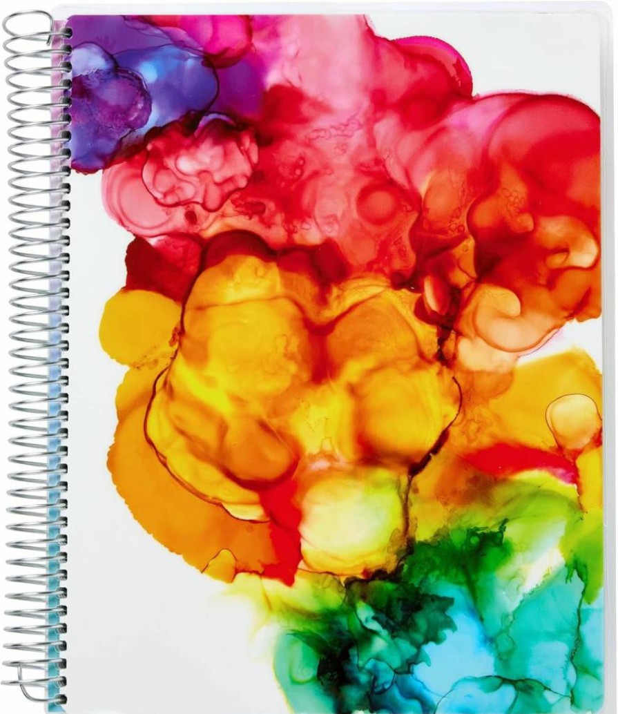 AVERY Undated 12-Month Planner with Stickers, 8.25" x 9.75", Rainbow Paint Design, Tangerine & Floral Cover, Productivity Organizer (29880)