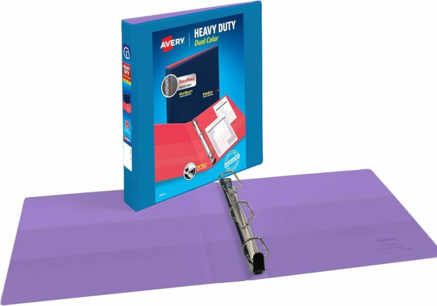 Avery 17881 Mint Coral Heavy-Duty 3-Ring Binder with 1/2 Inch Slant Rings, Dual Color View Binder for School & Office