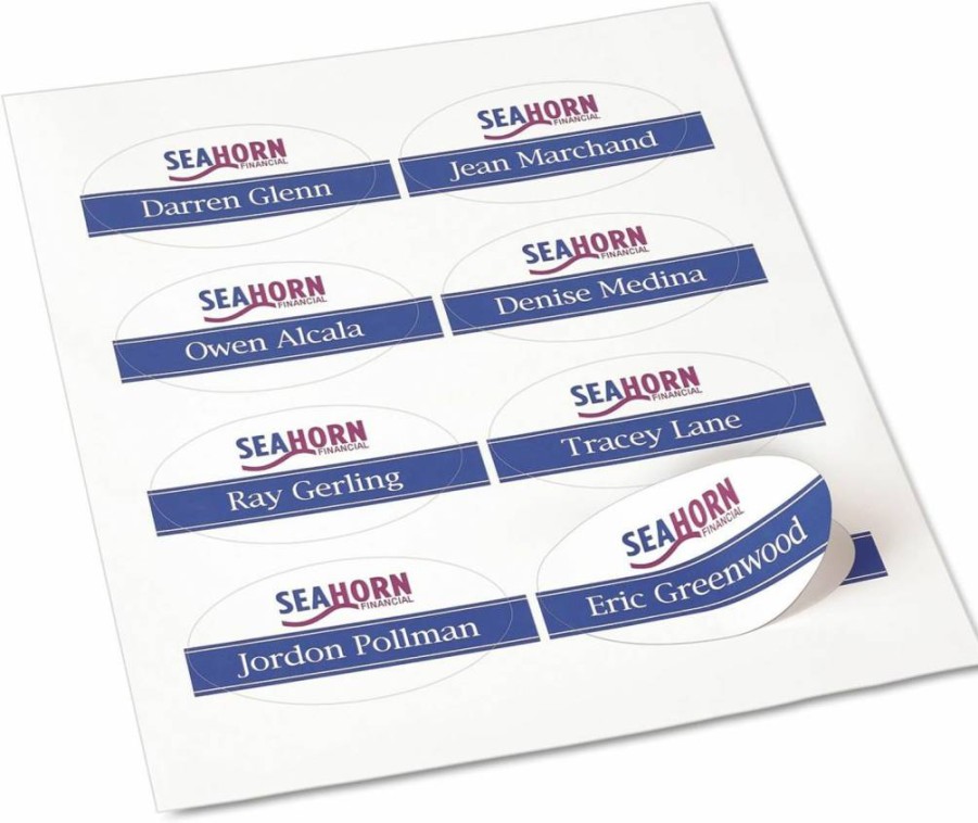 Avery 5326 White Oval Adhesive Name Badges, 2" x 3.25", 160-Pack, Self-Stick Labels for Events & Offices