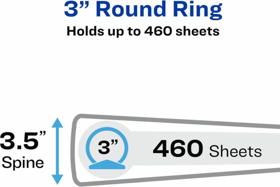 AVERY 2 Inch 3 Ring Binders, Round Rings, 4 Pack Black Binders for Office & School (19205)