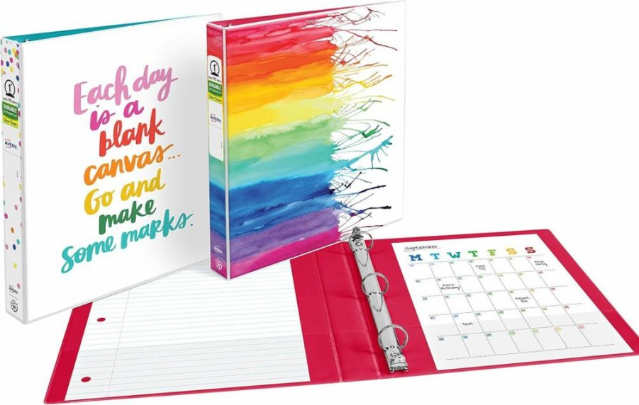 AVERY 2-Pack Designer Binders with 1" Round Rings, 175-Sheet Capacity, Watercolor & Canvas Cover, Tangerine Color (26853)