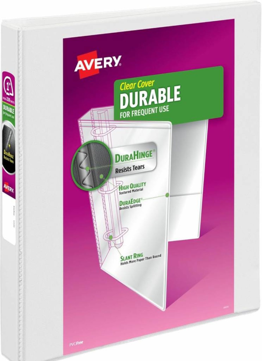 AVERY 17575 4-Pack White 1" Slant Ring 3-Ring Binders for School, Office, Home & Organization | Durable Binder Supplies