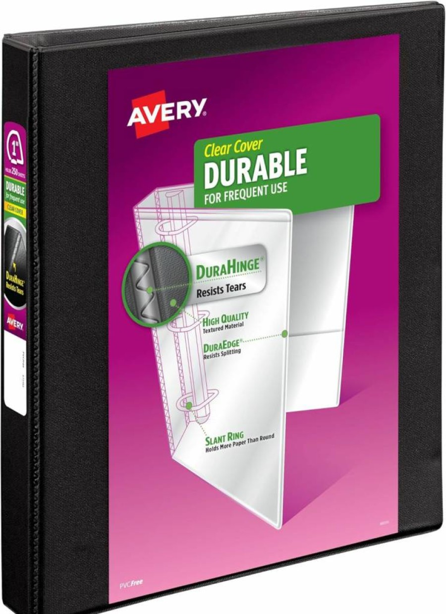 AVERY 17041 3-Inch Durable 3-Ring Binder with Slant Rings, 6-Pack Black Binders for Office & School Supplies