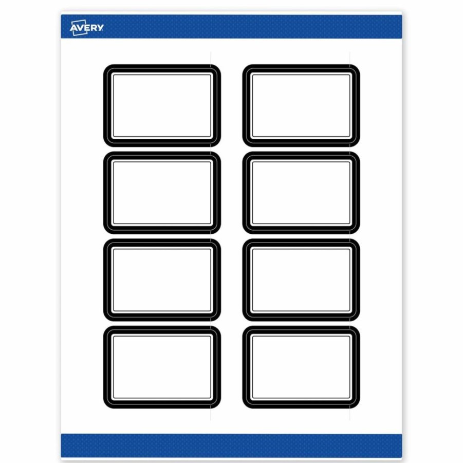 AVERY Glossy White Printable Rectangle Labels with Gold Border & Dots, 2" x 3", Permanent Adhesive, 80-Pack for Laser/Inkjet Printers, Ideal for Product Merchandising