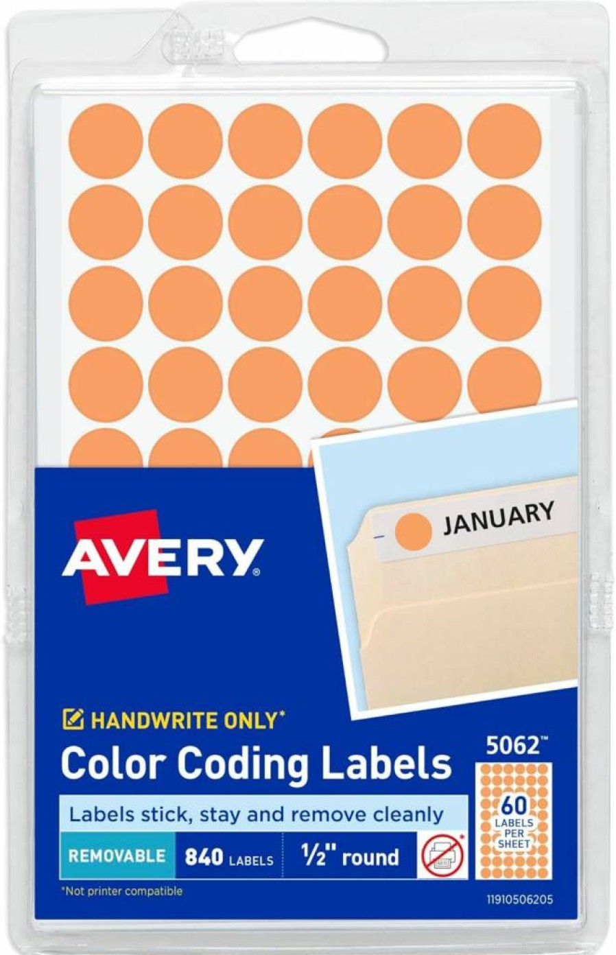 AVERY Neon Orange 1/2 Inch Round Removable Color-Coding Dot Stickers, 840 Non-Printable Labels for Organization (5062)