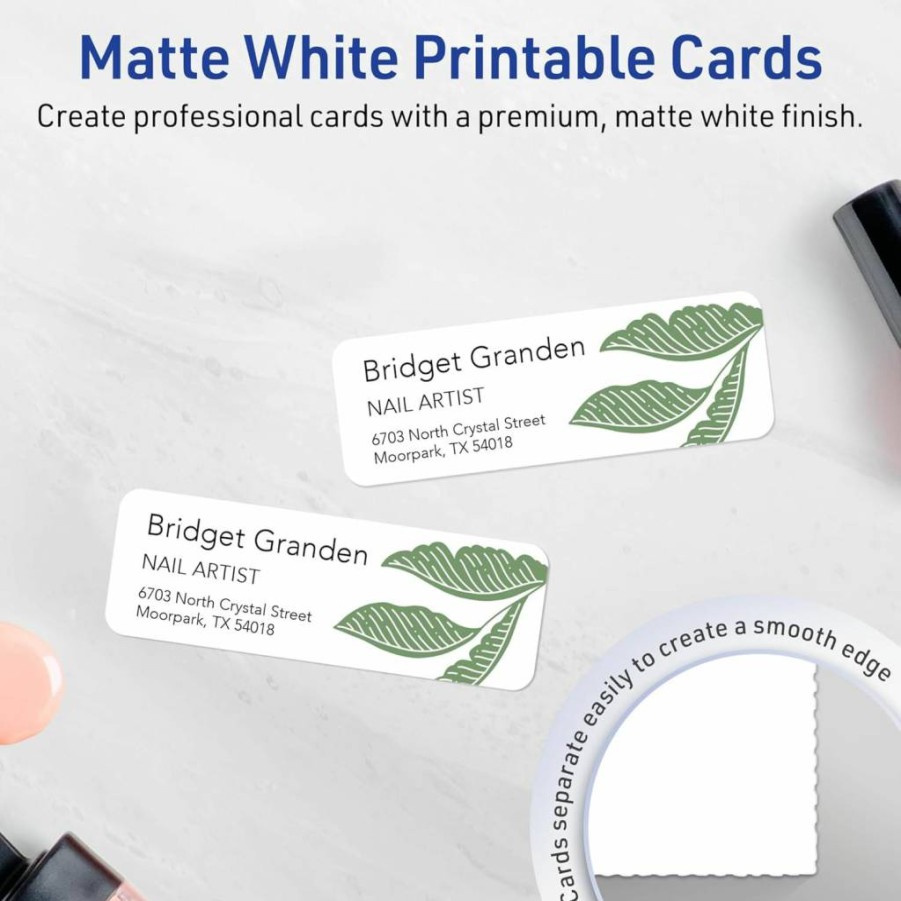 Avery Printable Mini Business Cards 1" x 3" with Rounded Corners, Sure Feed Technology, Matte White Cardstock, Print-To-The-Edge, Laser/Inkjet Compatible, 400 Sheets