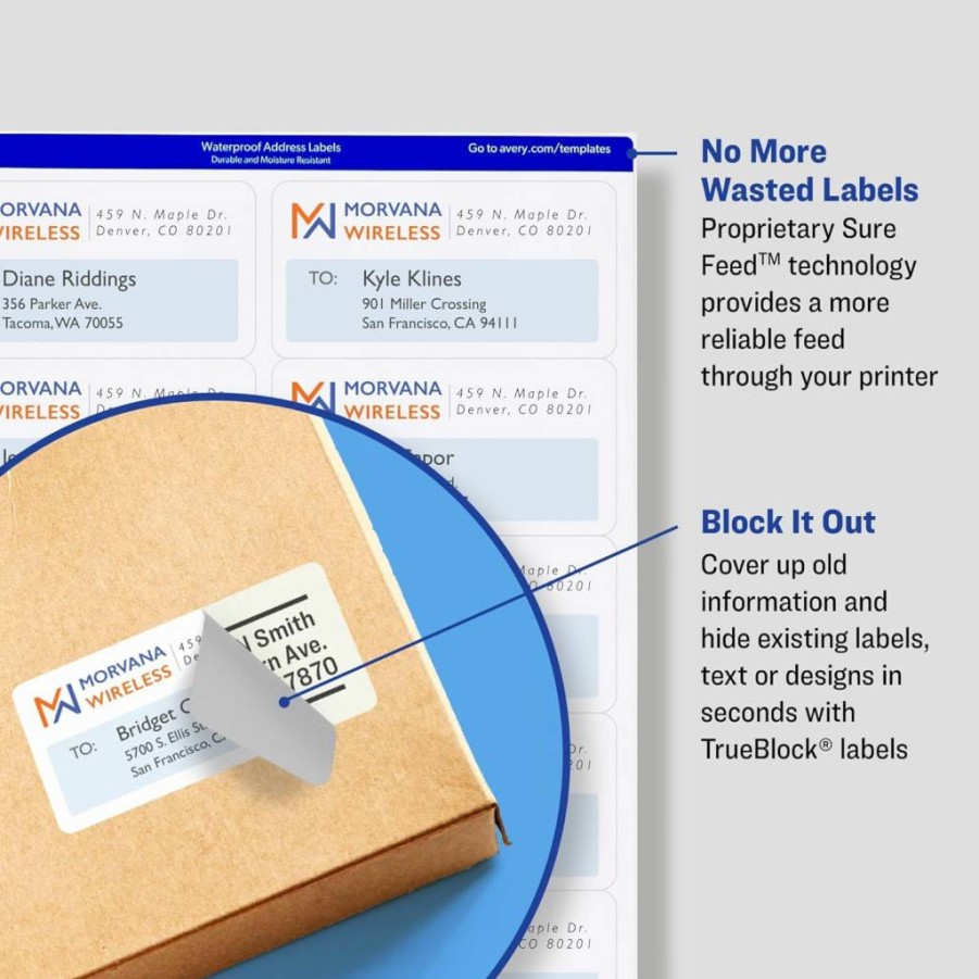 Avery 8164 Printable Shipping Labels, 3-1/3" x 4", White, 150 Blank Mailing Labels with Sure Feed Technology
