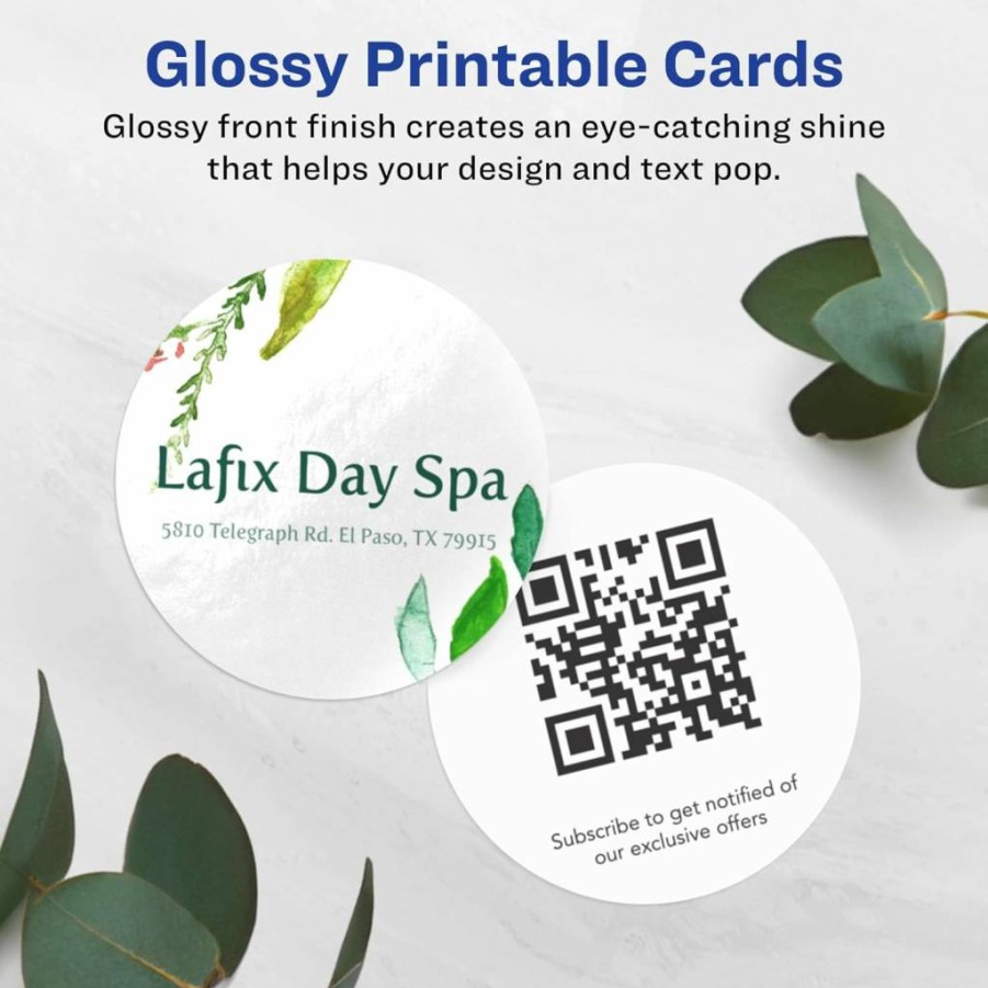 Avery Matte White Printable Round Cards 2" Diameter, Sure Feed Technology, Print-To-The-Edge, 300 Pack for Laser/Inkjet Printers