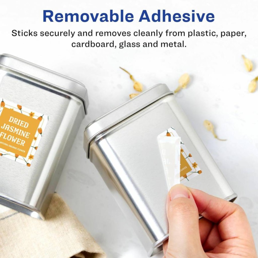 Avery Matte White Removable Labels 1" x 1" Square, 720 Pack, Sure Feed for Laser/Inkjet Printers, Print to Edge Design