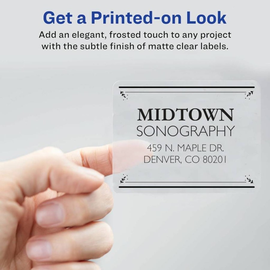 AVERY 5663 Matte Clear Printable Shipping Labels, 2" x 4", 500 Blank Mailing Labels with Sure Feed Technology