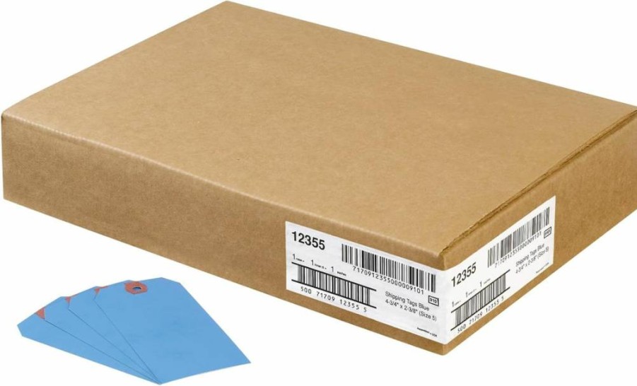 Avery 12355 Blue Shipping Tags, 4-3/4" x 2-3/8", 11.5 Pt. Stock, 1000-Pack Unstrung Hang Tags for Labeling and Inventory