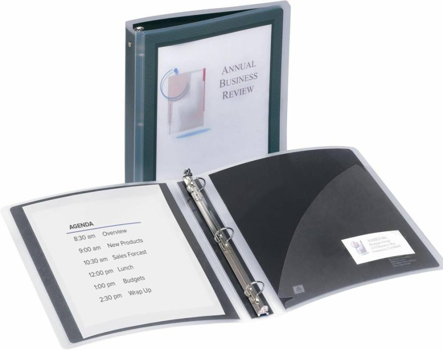 Avery 17686 Flexi-View 3-Ring Binder Set - 1 Inch Round Rings, 3 Pack Black Binders for Office & School Supplies
