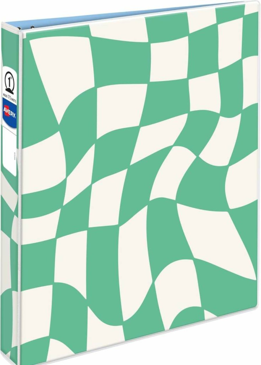 AVERY 3 Ring Binder 1 Inch Round Rings - Retro Groovy Checks Binder for School & Office (26803)