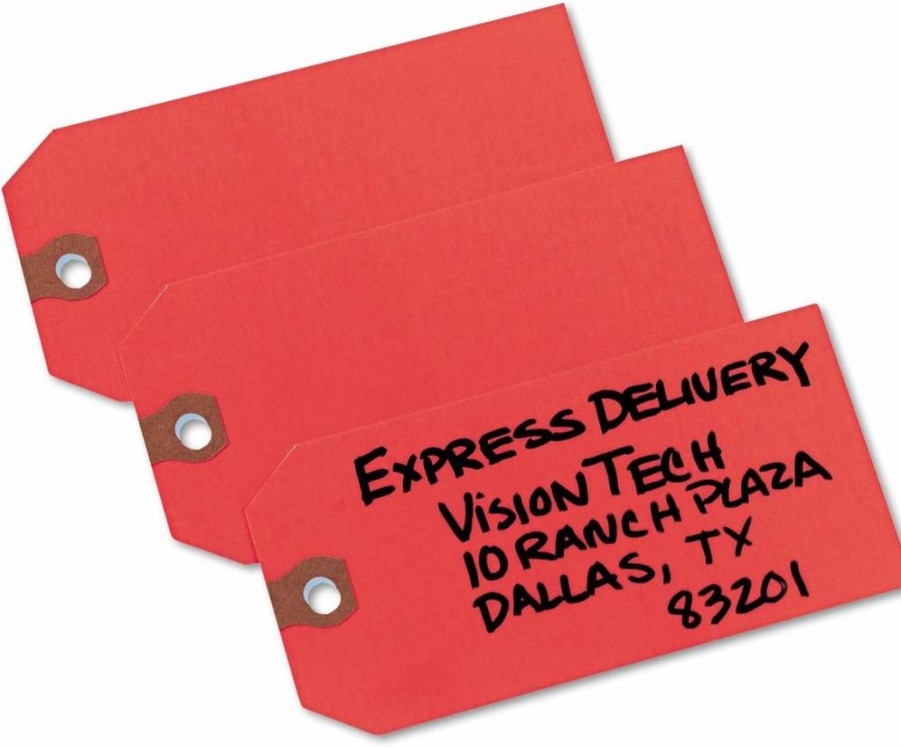 Avery 12345 Red Shipping Tags, 4.75" x 2.375", Unstrung Hang Tags, 11.5 Pt. Stock, 1000-Pack
