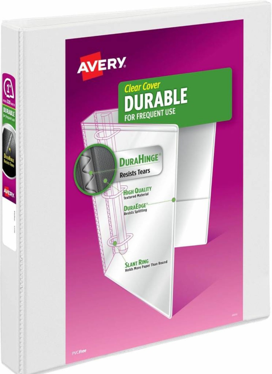 AVERY 17576 1.5" Slant Ring 3-Ring Binders, 4-Pack White Durable Binders for School, Office & Home Organization, Letter Size Binders with Durable Covers