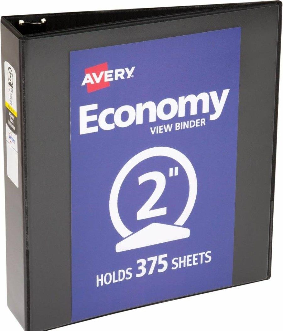 AVERY 2" 3-Ring Binder with Round Rings, Durable Black Binder for School or Office (Model 05781)