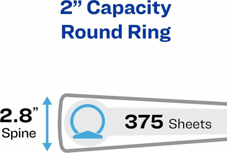 AVERY 2" 3-Ring Binder with Round Rings, Durable Black Binder for School or Office (Model 05781)