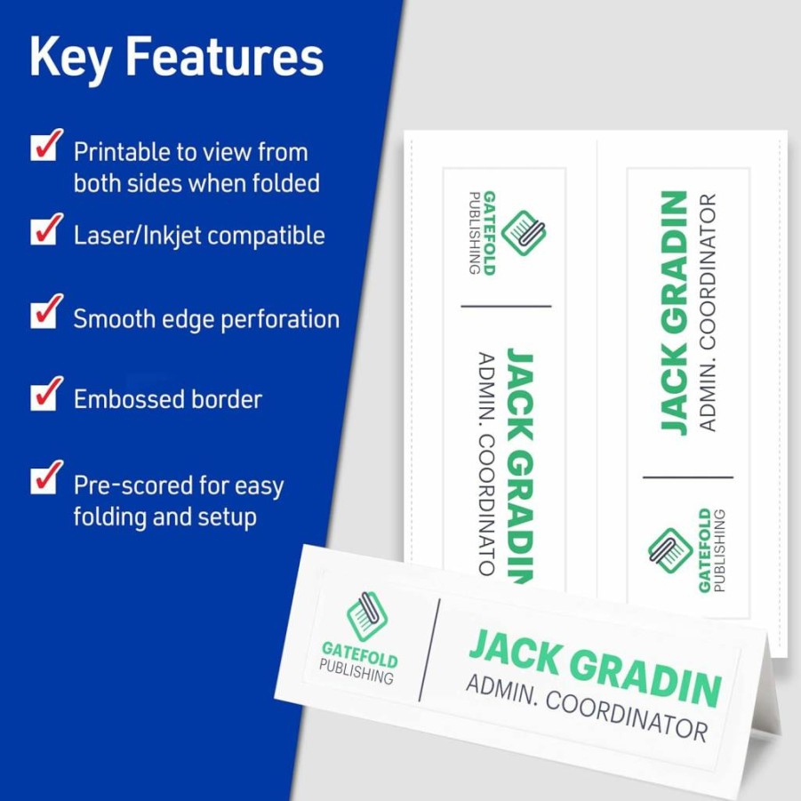 Avery 5309 Printable Tent Cards, 3.5" x 11" White Place Cards with Embossed Border, 50-Pack for Laser & Inkjet Printers