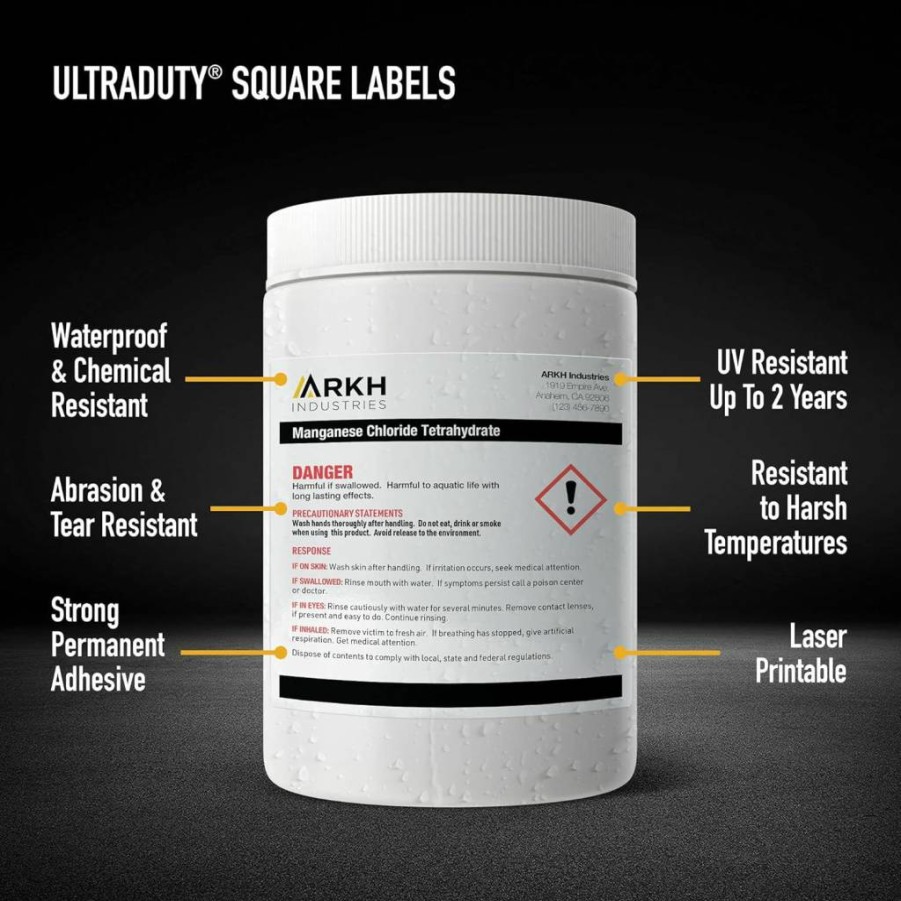 Avery UltraDuty GHS Waterproof Labels, 1" x 1" White Square, 1200-Pack, Laser Printer Compatible
