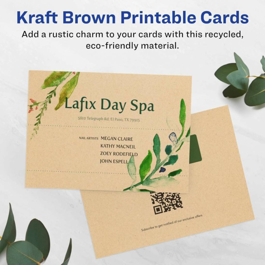 AVERY Printable Kraft Brown Postcards 3.5" x 5" - 200 Pack, Edge-to-Edge Printing, Compatible with Laser/Inkjet Printers