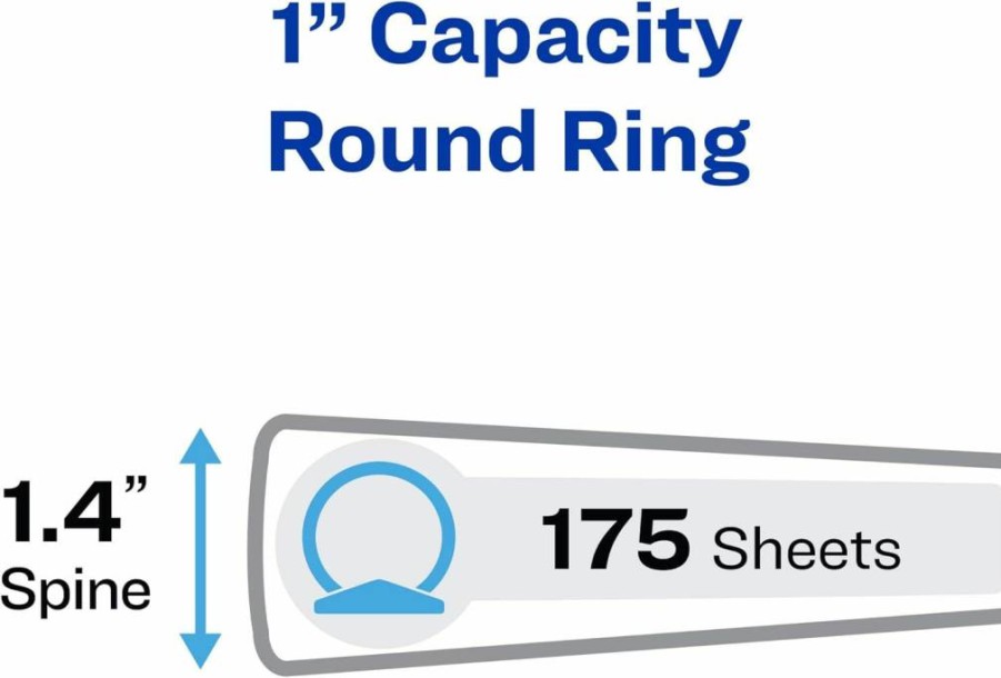 Avery 23011 White 1-Inch 3-Ring Mini Binder with Round Rings for Protection and Storage