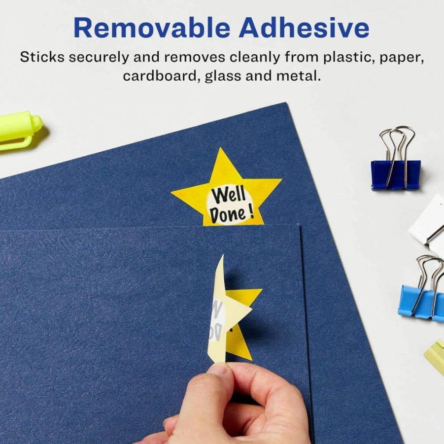 Avery Matte White Removable Star Labels, 2-1/4" x 2-3/8", 180-Pack, Sure Feed for Laser/Inkjet Printers, Print-to-Edge Design