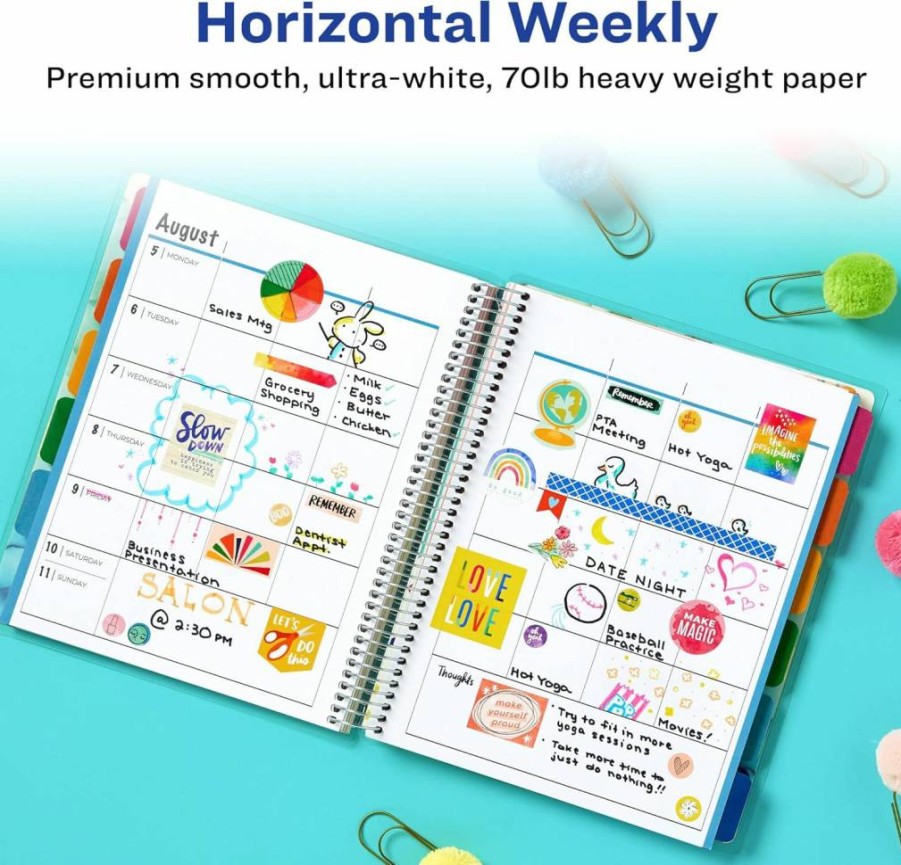 AVERY Undated 12-Month Planner with Stickers, 8.25" x 9.75" Watercolor Inkblot Design, Amy Tangerine Collection, Weekly & Monthly Organizer (29881)