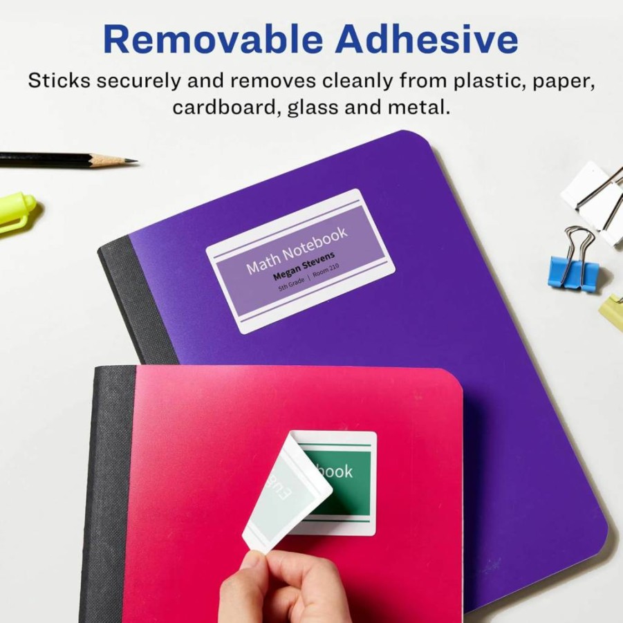 AVERY Matte White Removable Labels 2" x 4" - 150 Pack, Sure Feed Technology, Laser/Inkjet Printable, Self-Adhesive Rectangle Stickers for Printing
