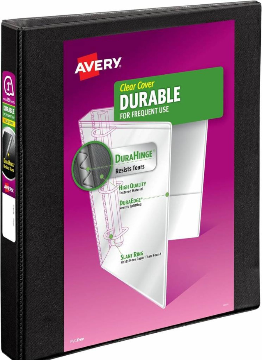 AVERY 05738 1.5 Inch Slant Ring Binder, 4-Pack Durable 3-Ring Binders for Office & School, Black