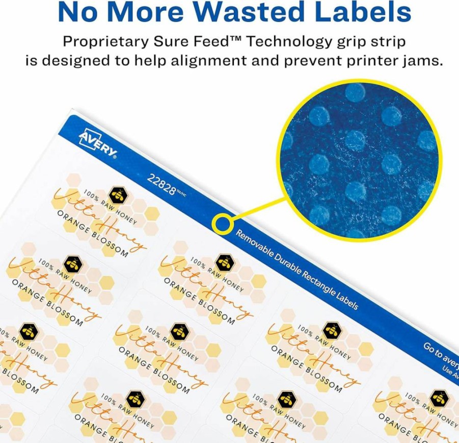 Avery 22828 Printable White Labels 1.25" x 1.75" - 256 Customizable Rectangle Stickers for Laser & Inkjet Printers