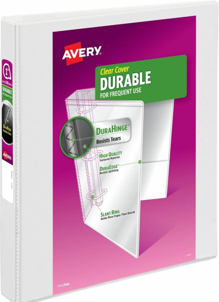 AVERY 3 Inch White 3-Ring Binder with Slant D-Rings, 6-Pack (17042) – Durable for School, Office & Home Organization