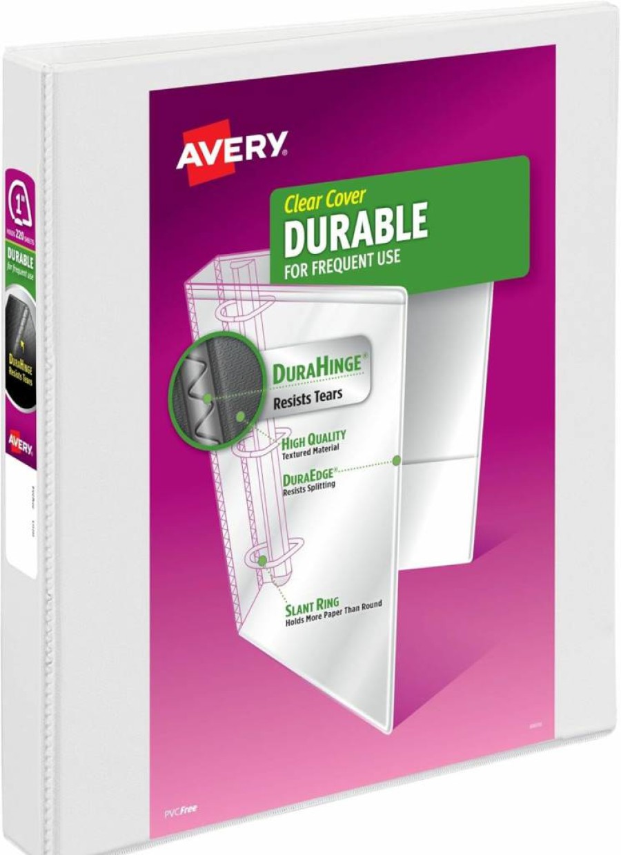 AVERY 17002 White 3-Ring Binders, 0.5" Slant Ring, 12-Pack for School, Office, Home Organization & Supplies, Durable View Binder