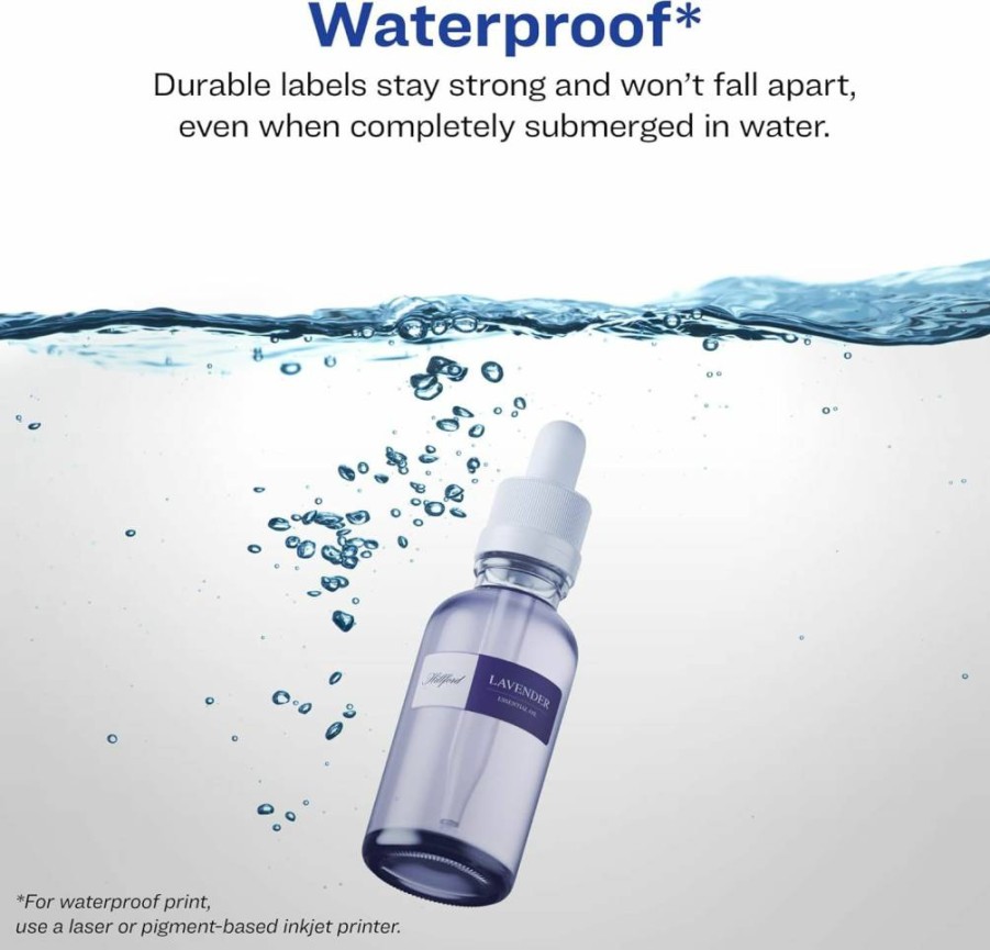 Avery 1" x 3" Waterproof Rectangle Labels, 160-Pack, Sure Feed Technology, Oil & Tear-Resistant, Laser/Inkjet Printable, Print-To-The-Edge Design