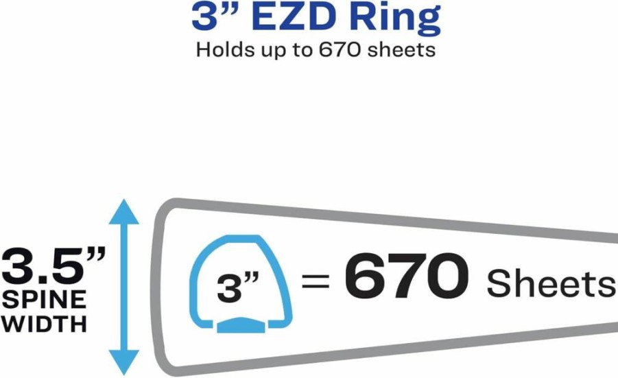 Avery 09301 1-Inch White 3-Ring Binder with EZD Rings, Durable View Binder for School or Office