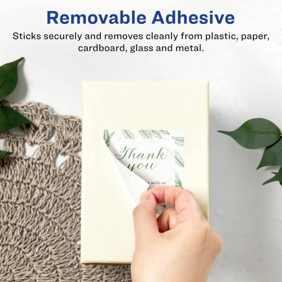 Avery Matte White Removable Labels 2" x 2" - 180 Pack, Sure Feed for Laser/Inkjet Printers, Print to Edge, Square Stickers for Home & Office