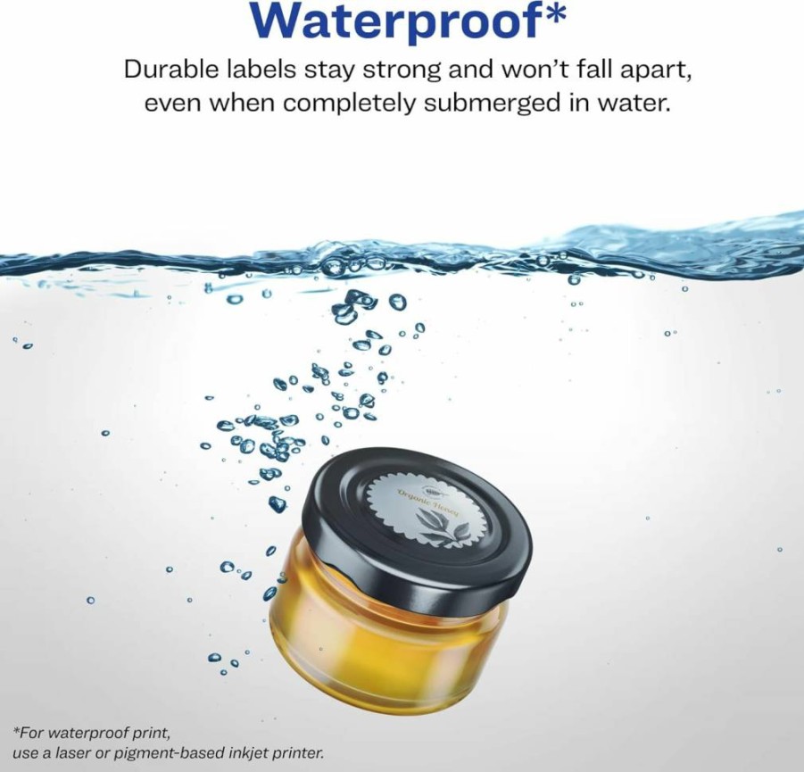 Avery Sure Feed Waterproof Labels 1" Starburst, 480 Pack, Tear & Oil Resistant, Laser/Inkjet Printable, Print-To-The-Edge Durable Labels