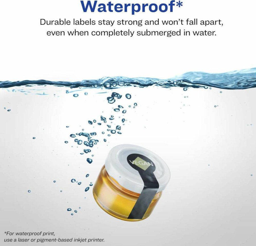 Avery Sure Feed Waterproof Lollipop Labels 1.5" x 4" - 80 Pack, Tear & Oil Resistant, Laser/Inkjet Printable, Print-to-Edge Durable Labels