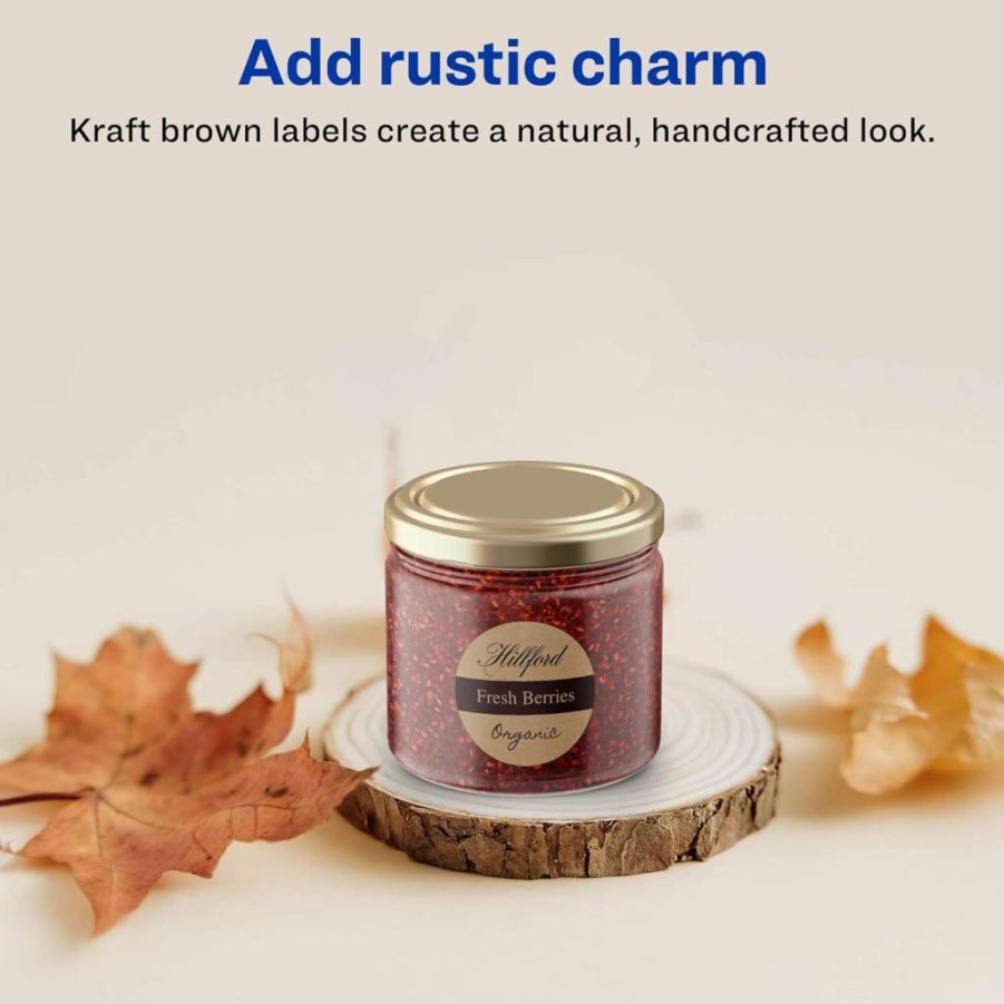 AVERY Sure Feed Kraft Brown Round Labels 1.75" - 300 Pack, Print-To-The-Edge for Laser/Inkjet Printers